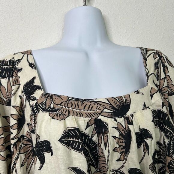 June + Vie Linen Square Neck Puff Sleeve Floral Top Women’s Size 22/24 1X - Picture 6 of 15